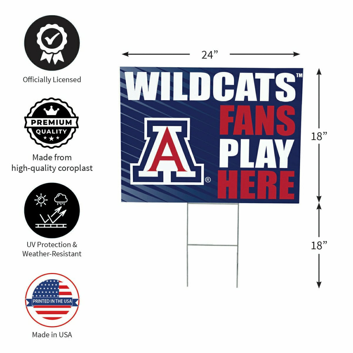 University of Arizona Coroplast Yard Sign "Fans Play Here"