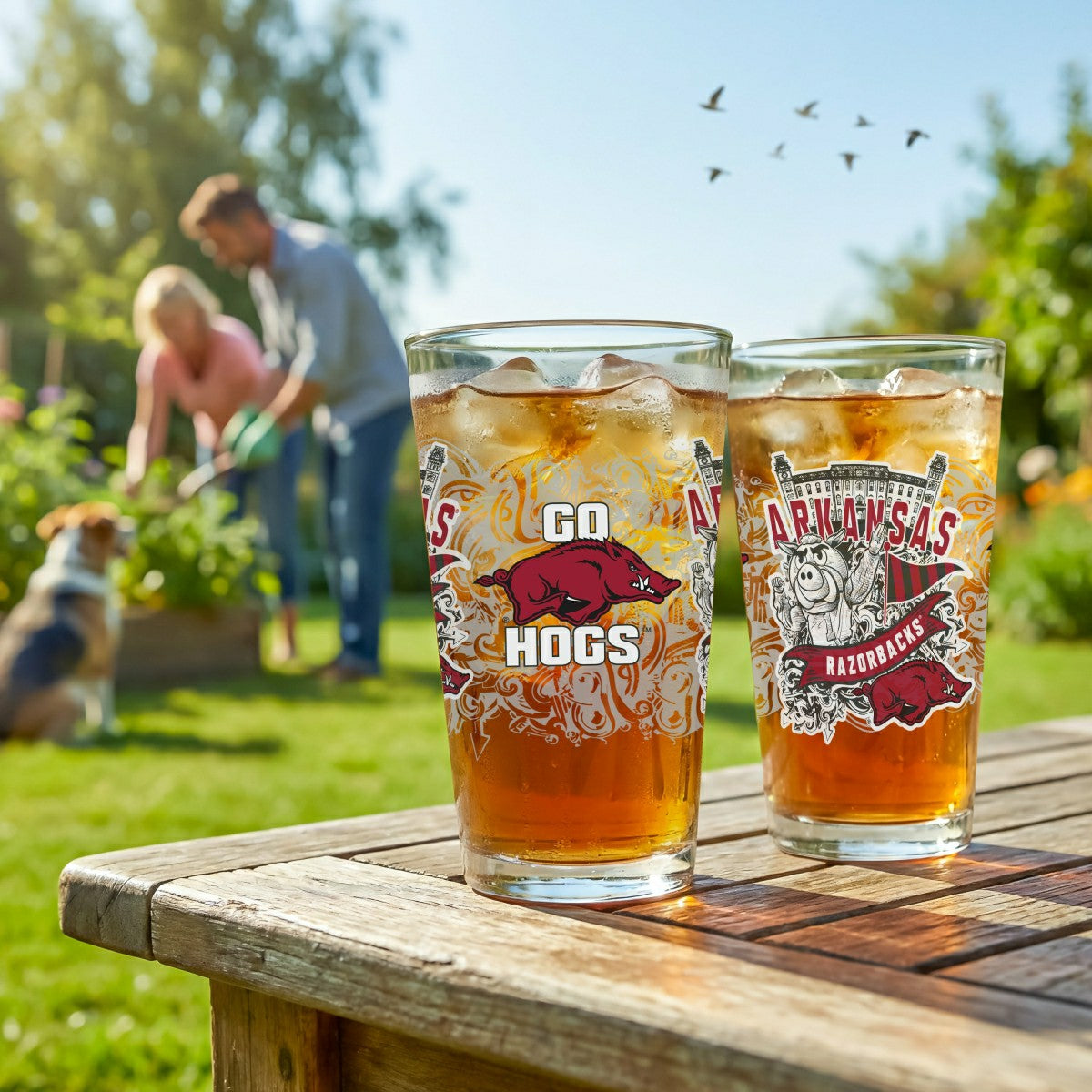 University of Arkansas 16oz Glass pint, Set of 2