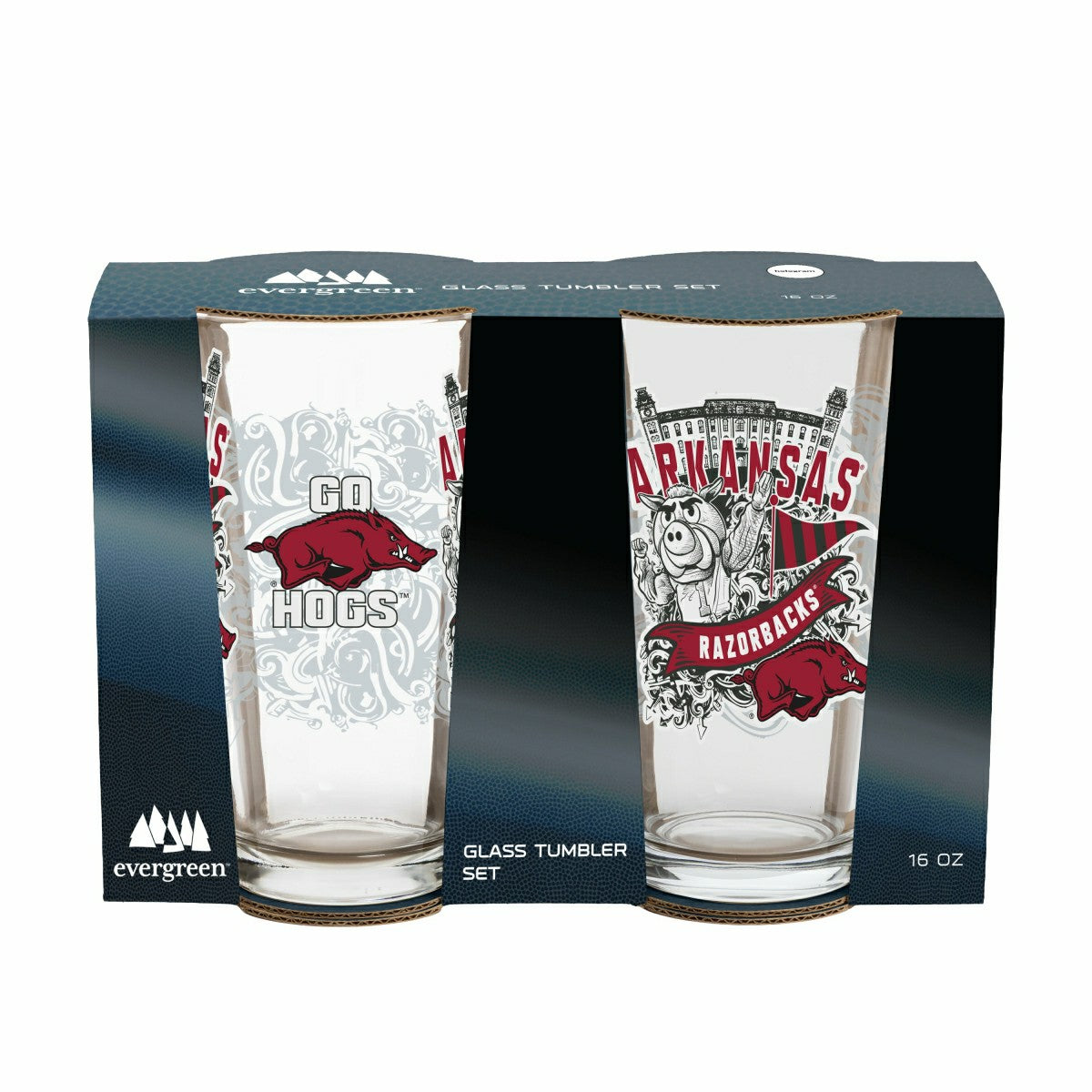University of Arkansas 16oz Glass pint, Set of 2