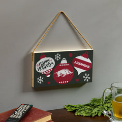 University of Arkansas Holiday Wood Wall Sign, 6x11