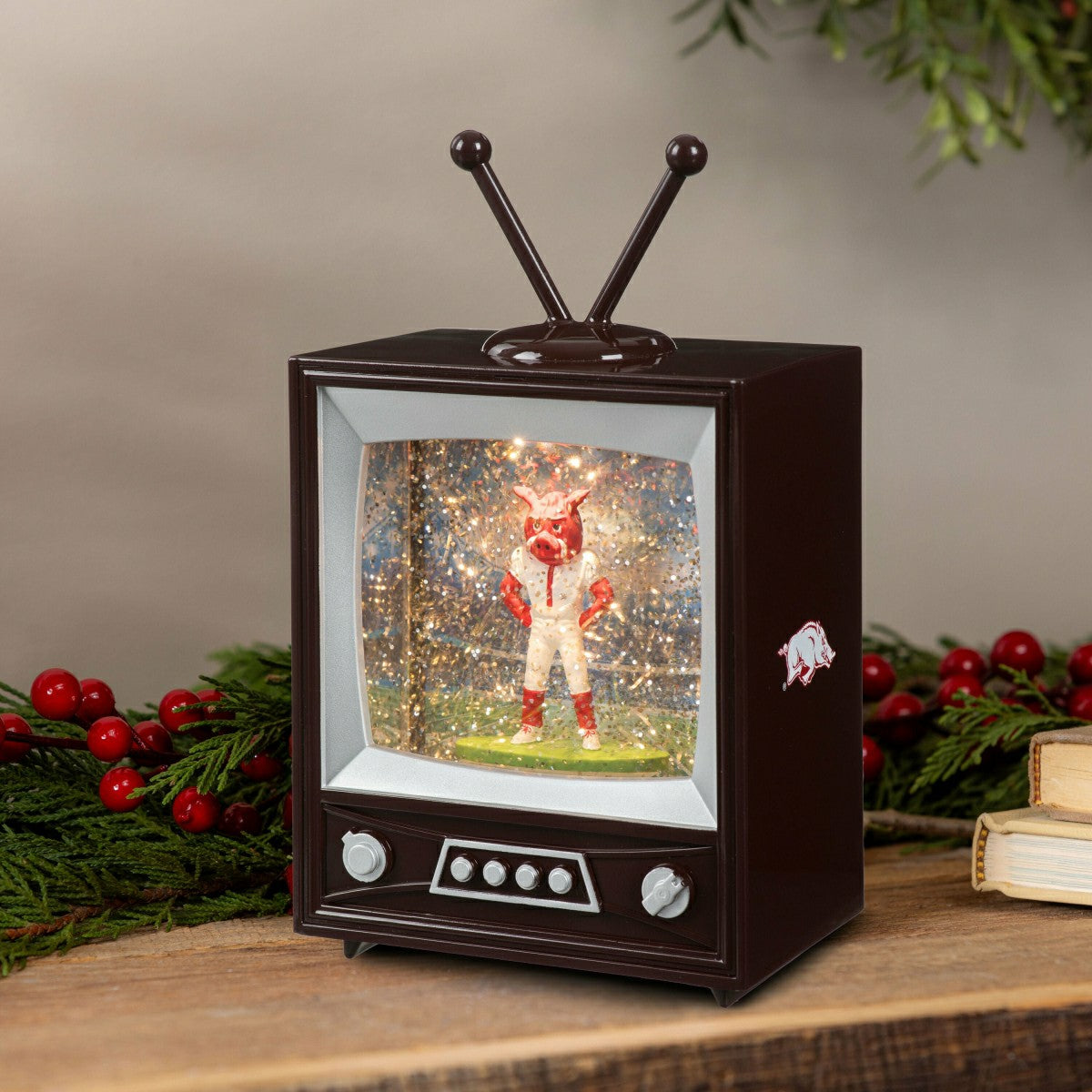 University of Arkansas Vintage TV Water Lantern