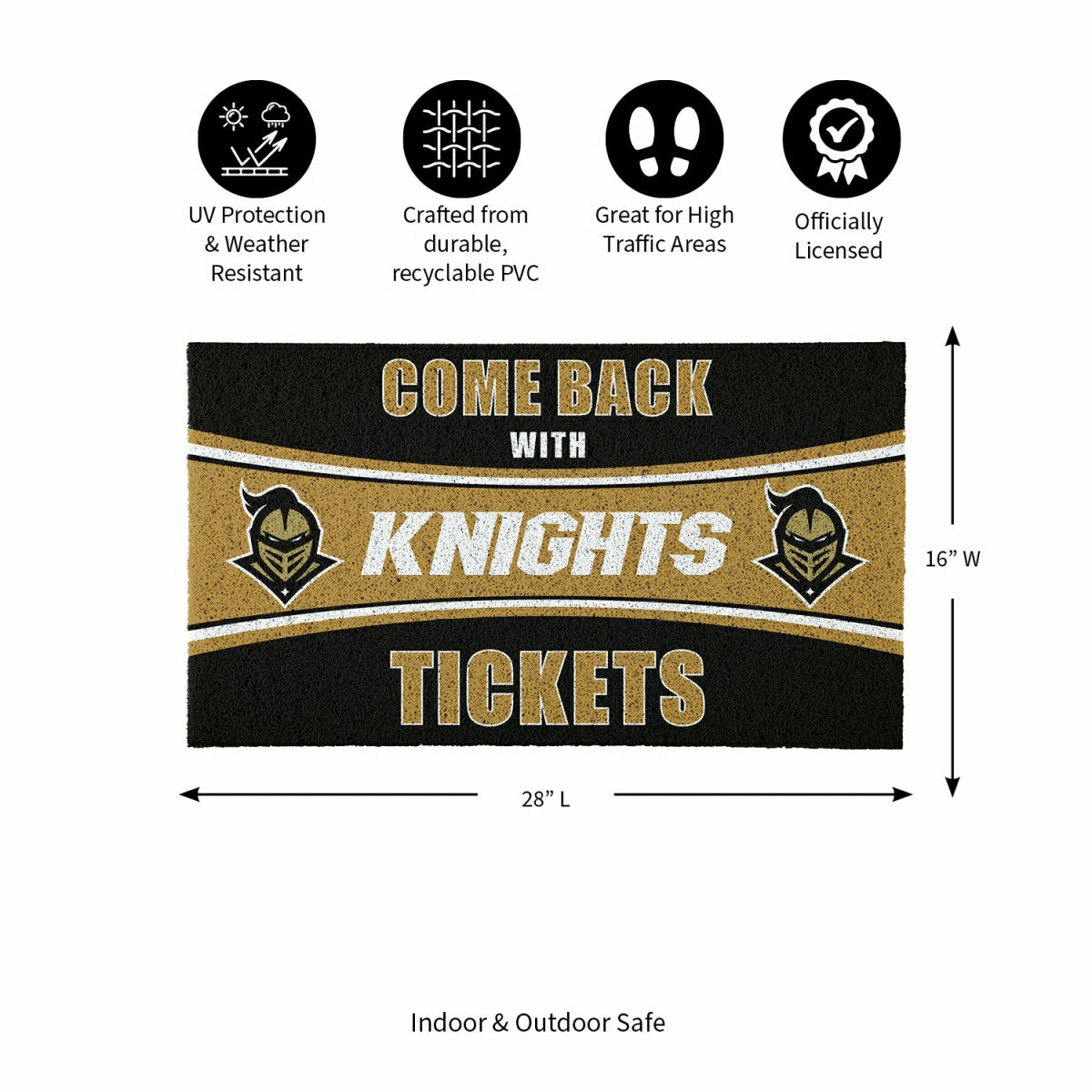 28" x 16" PVC Trapper Mat, Come Back with Tickets, University of Centr
