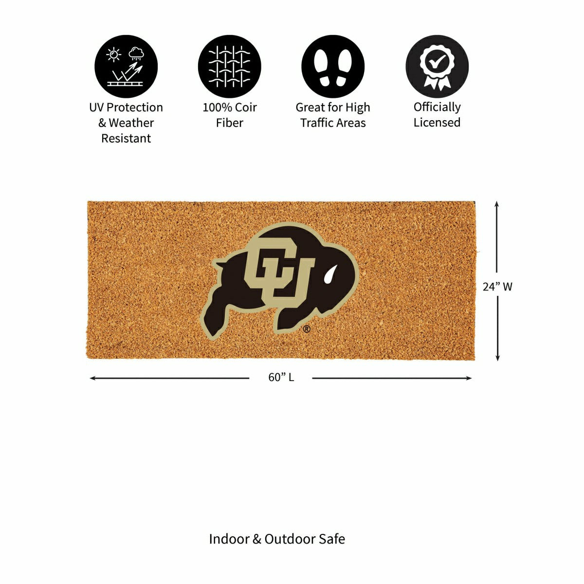 University of Colorado Extra Large Full Color Coir Mat, 60"x24"