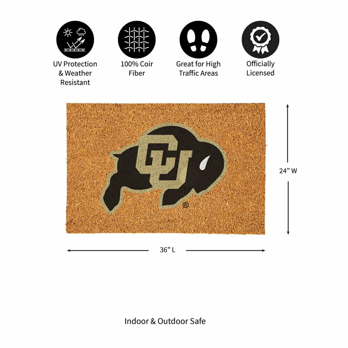 University of Colorado Large Full Color Coir Mat, 36"x24"