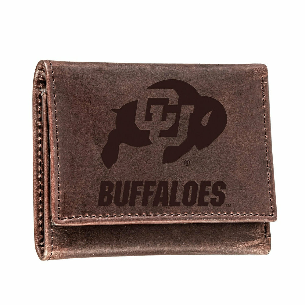 University of Colorado, Tri-Fold Wallet, Brown, CH, 100% Genuine Leath