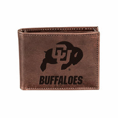 University of Colorado, Bi-Fold Wallet, Brown, CH, 100% Genuine Leathe