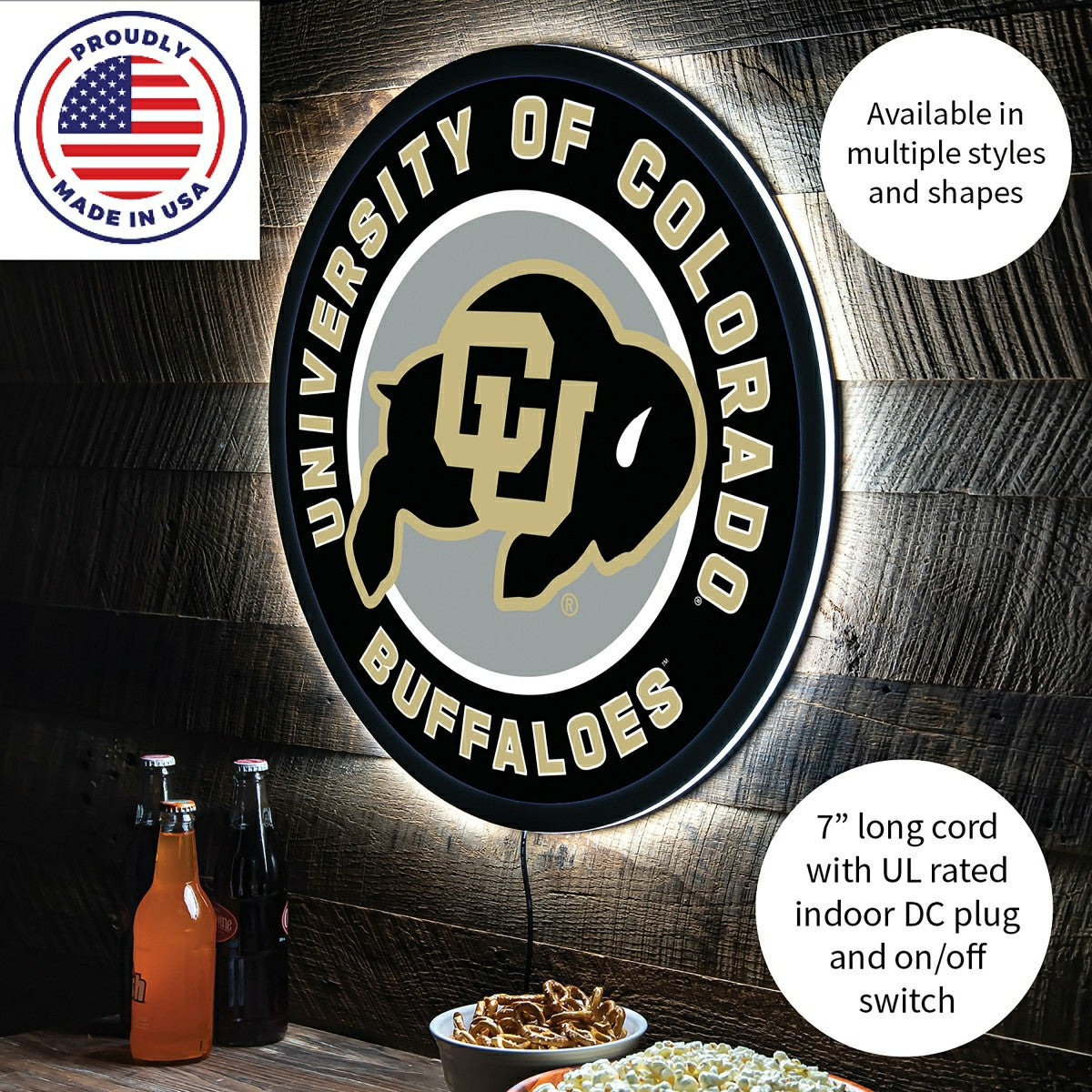 LED Wall Decor, Round, University of Colorado
