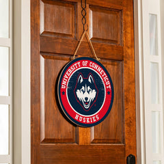 University of Connecticut Round Door Décor with Hanging Rope, 18x18