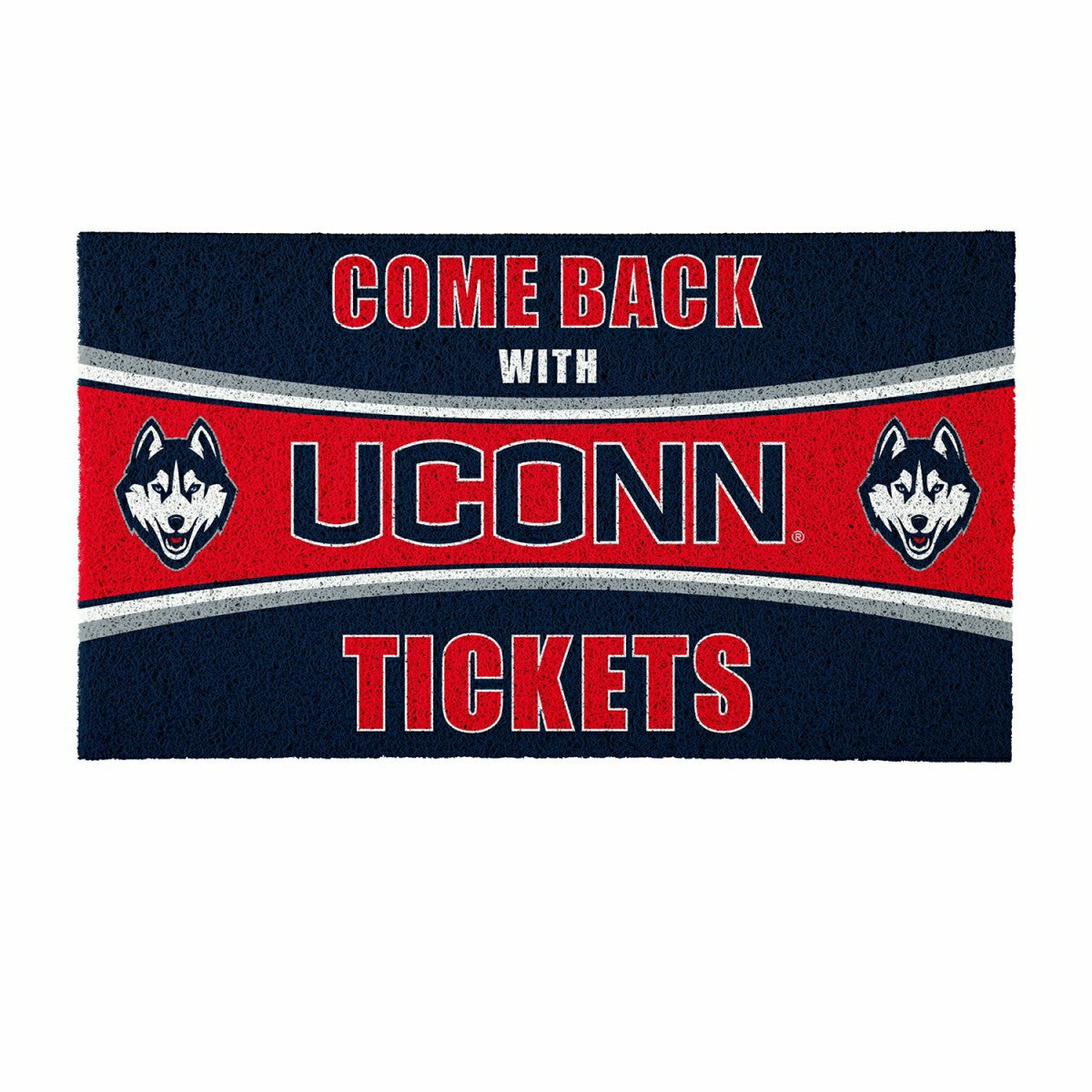 28" x 16" PVC Trapper Mat, Come Back with Tickets, Uconn