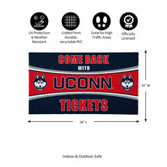 28" x 16" PVC Trapper Mat, Come Back with Tickets, Uconn
