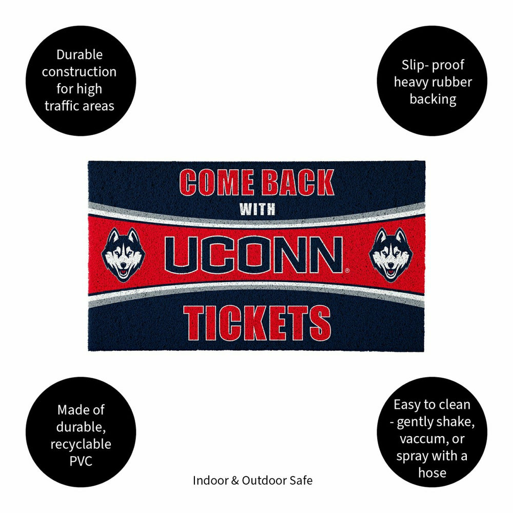 28" x 16" PVC Trapper Mat, Come Back with Tickets, Uconn