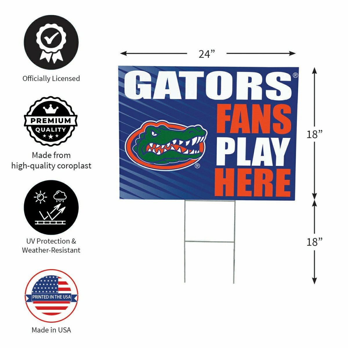 University of Florida Coroplast Yard Sign "Fans Play Here"