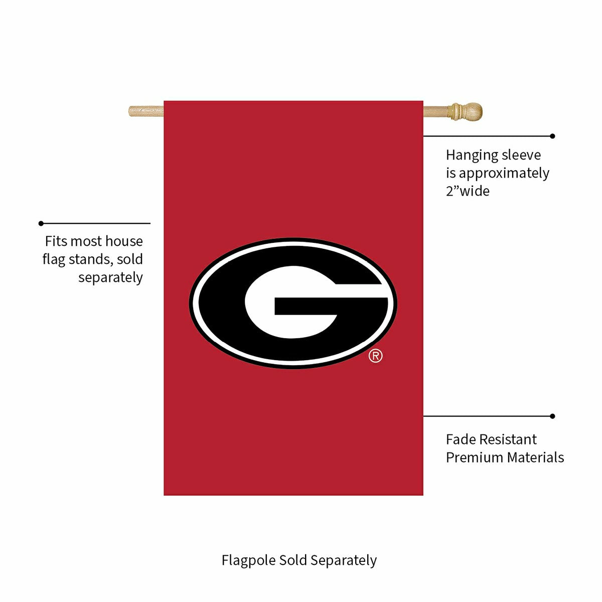 University of Georgia Applique House Flag