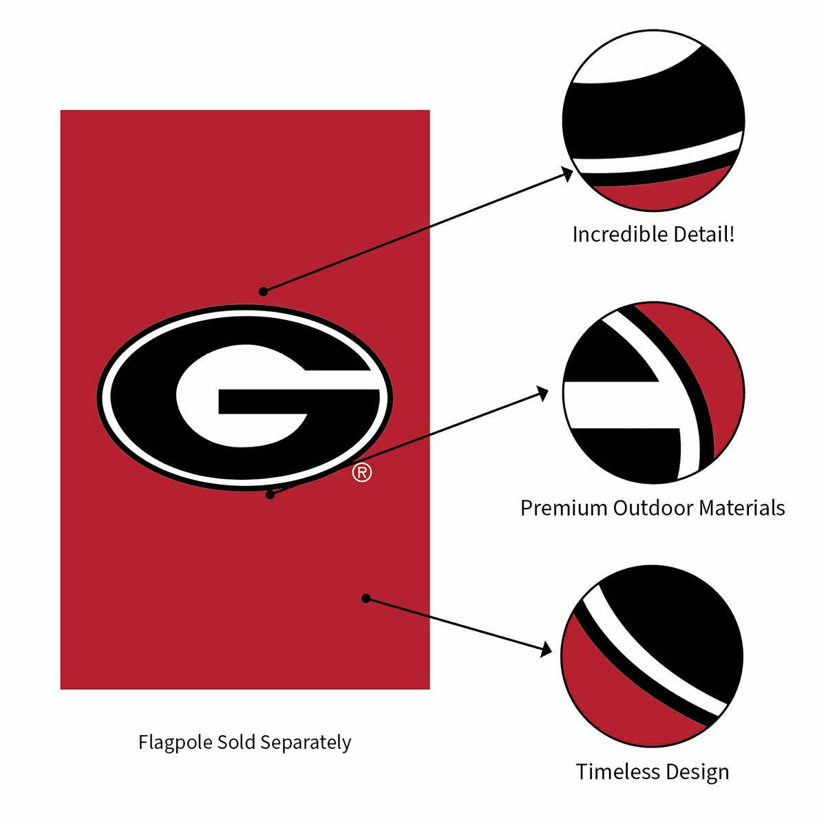 University of Georgia Applique House Flag