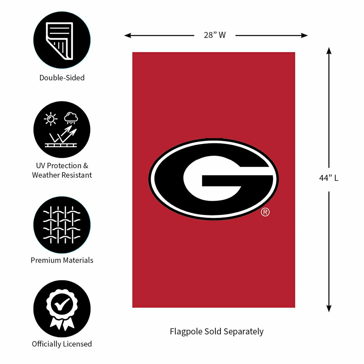 University of Georgia Applique House Flag