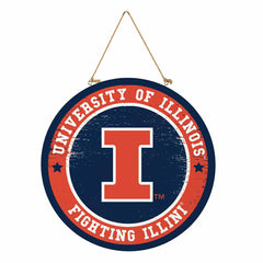 University of Illinois Round Door Décor with Hanging Rope, 18x18
