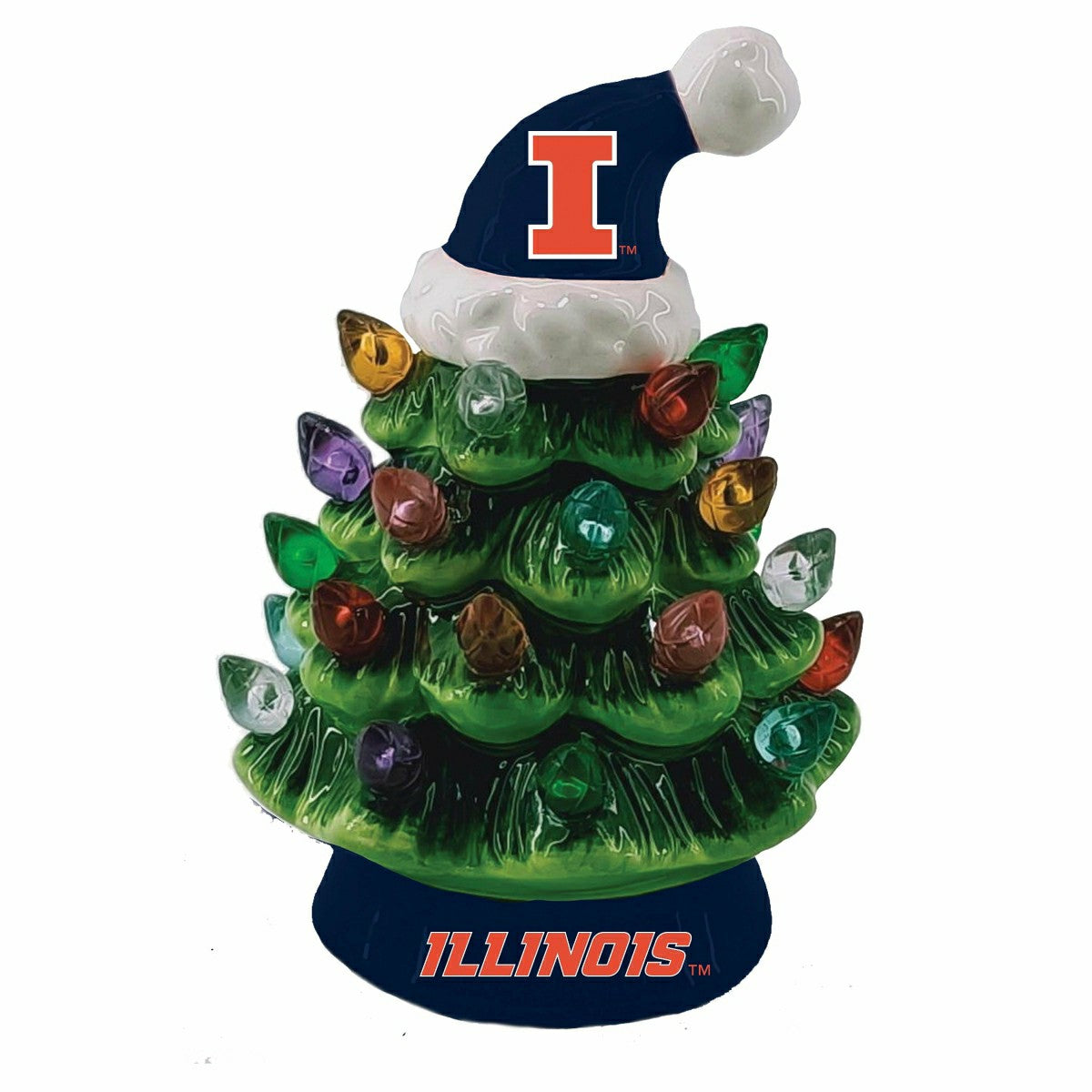 4" Mini LED Tabletop Christmas Tree, Set of 2, University of Illinois