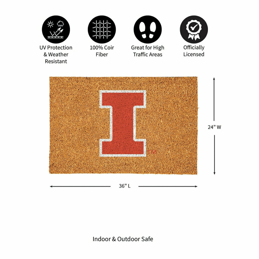 University of Illinois Large Full Color Coir Mat, 36"x24"