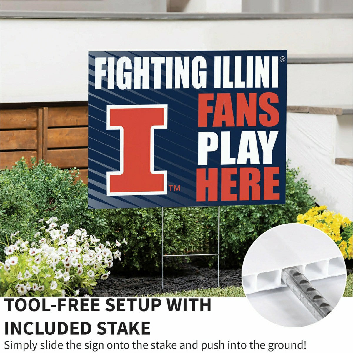 University of Illinois Coroplast Yard Sign "Fans Play Here"