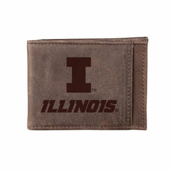 Front Pocket Wallet w/ RFID Blocking, University of Illinois, Brown