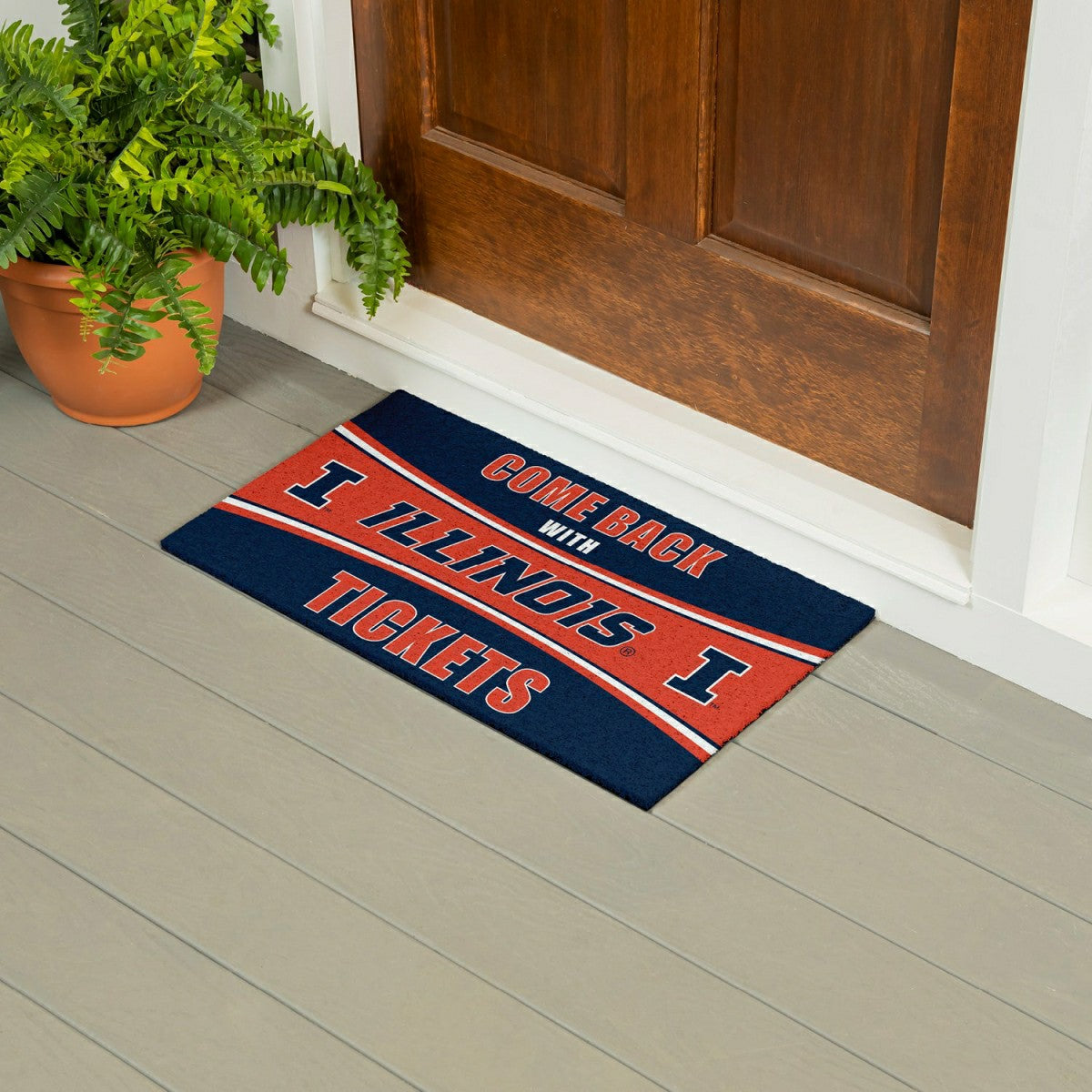 28" x 16" PVC Trapper Mat, Come Back with Tickets, University of Illin