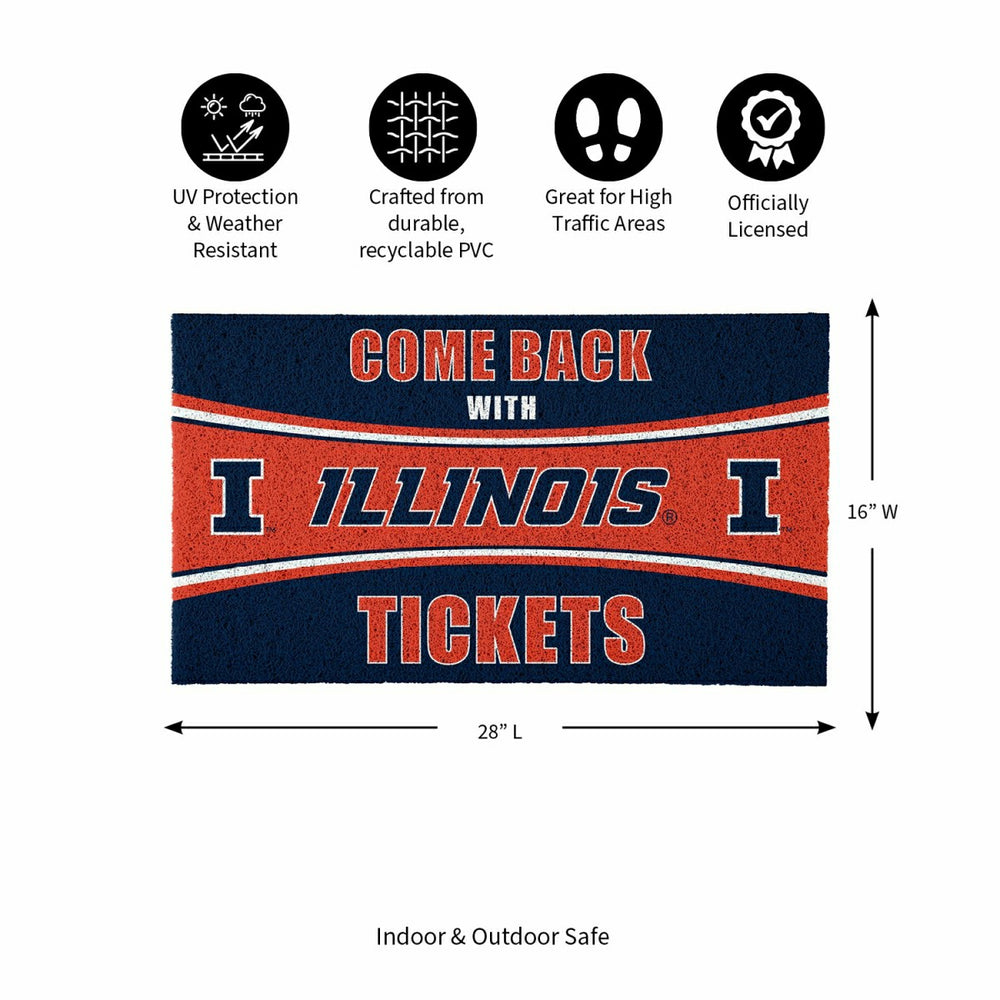 28" x 16" PVC Trapper Mat, Come Back with Tickets, University of Illin