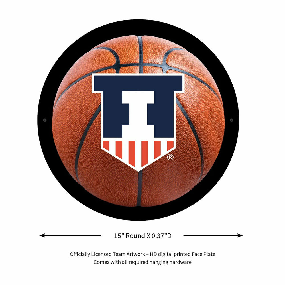 LED Wall Decor, Round, Med, Illinois, Basketball