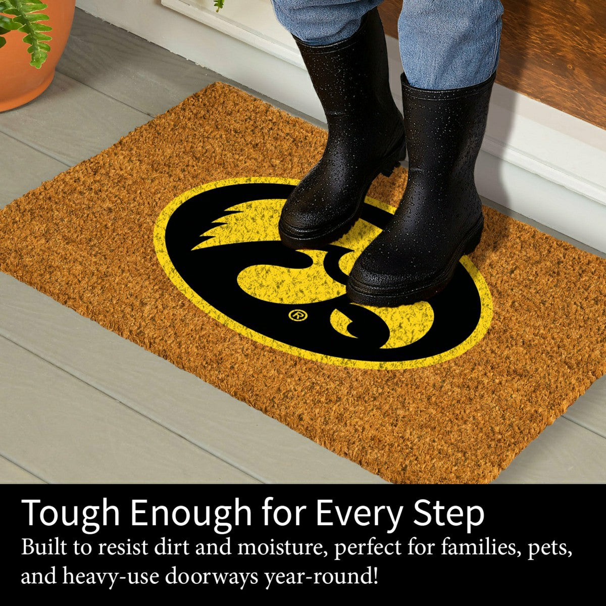 Coir Mat, 16"x28", University of Iowa
