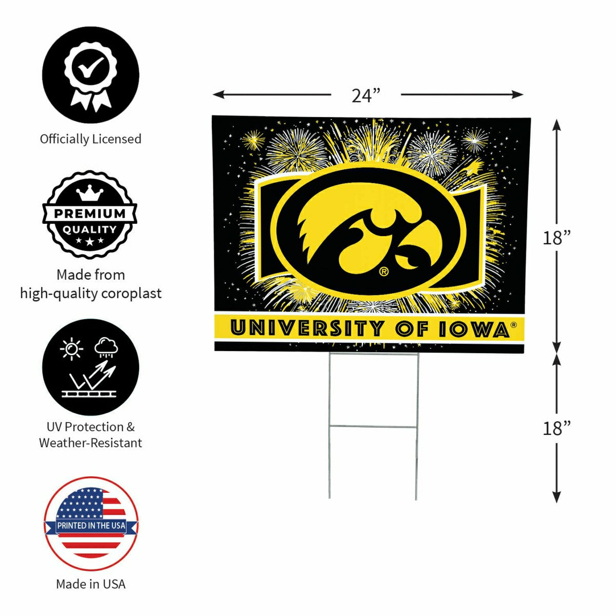 University of Iowa Yard Sign, Patriotic