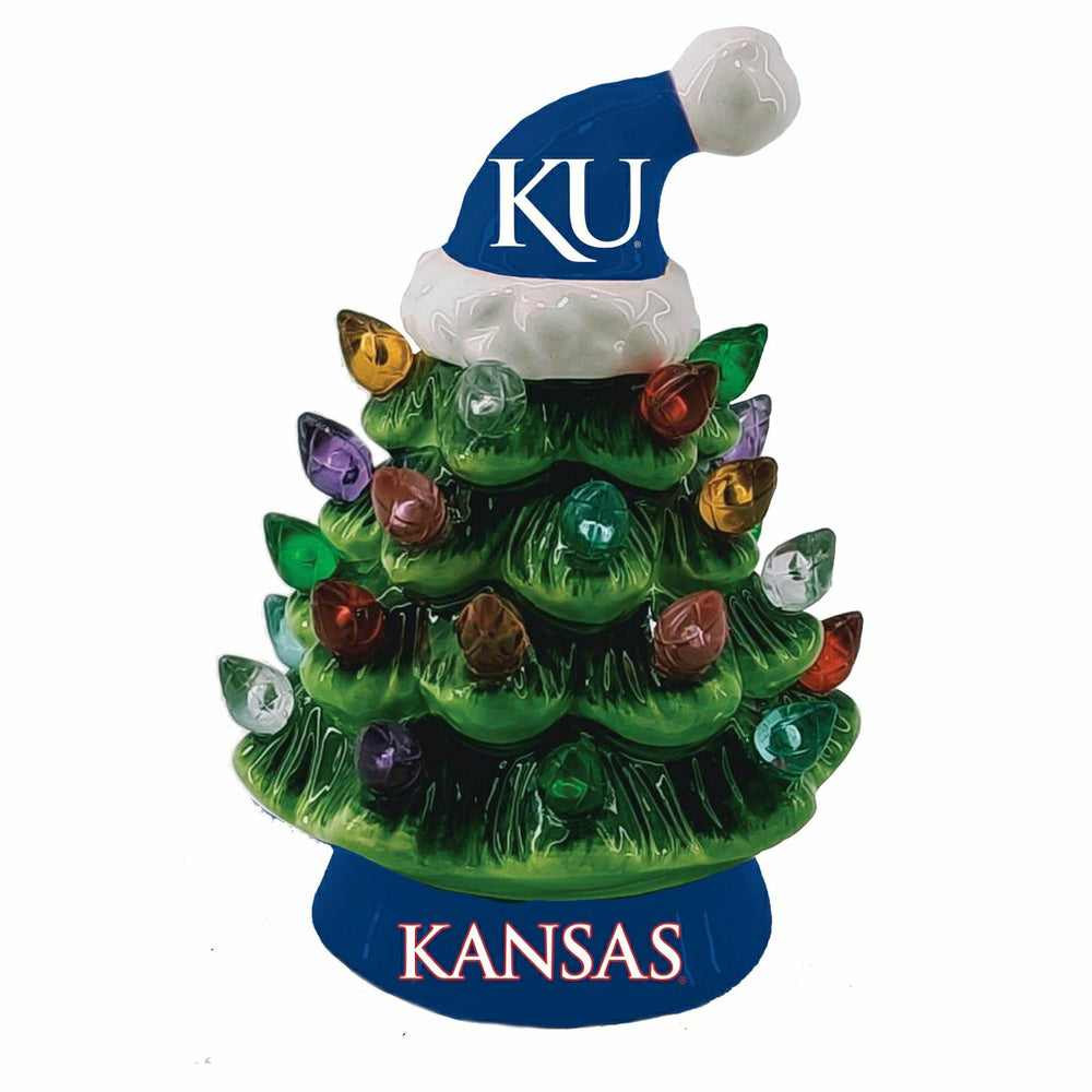 4" Mini LED Tabletop Christmas Tree, Set of 2, University of Kansas