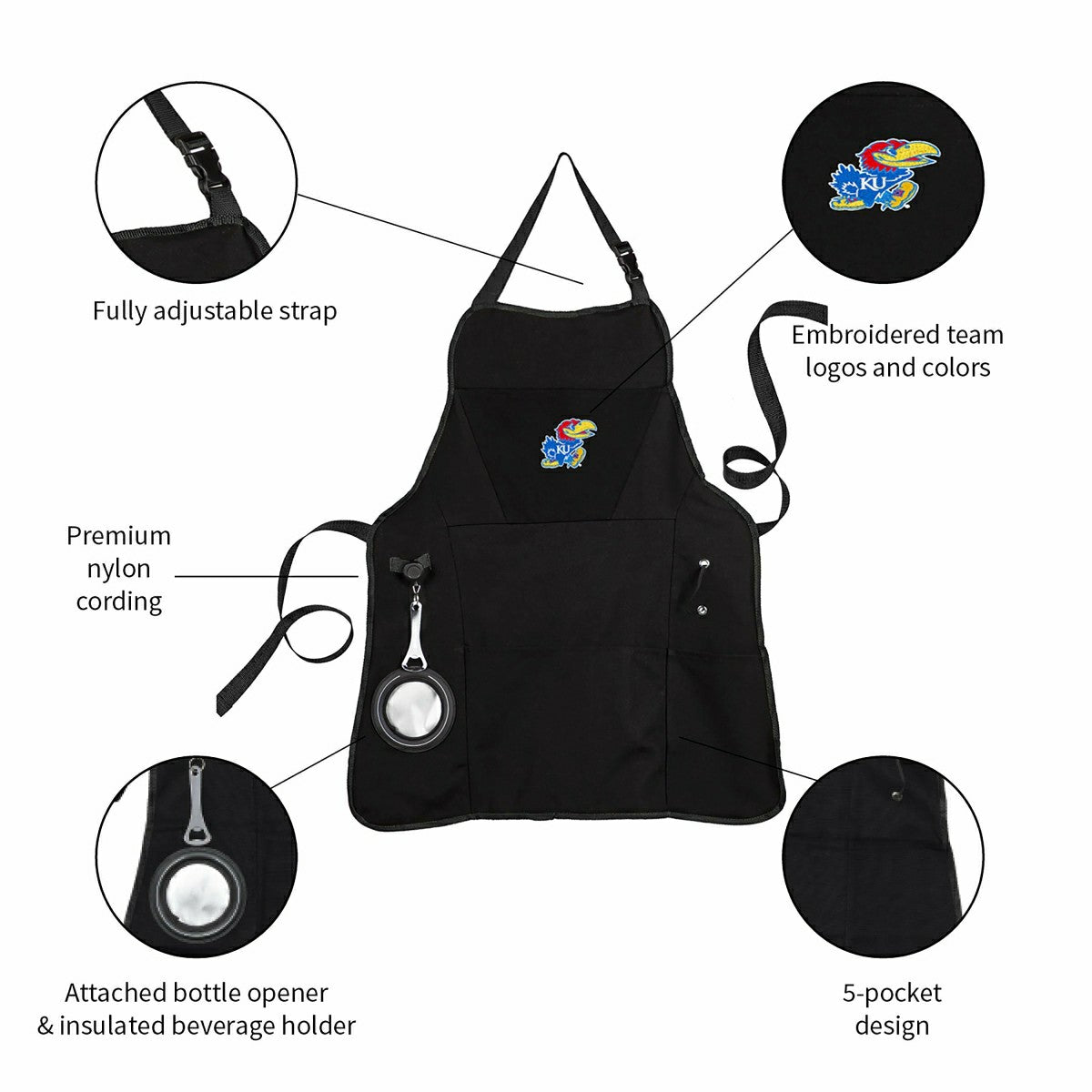 Grill Apron, Black, University of Kansas
