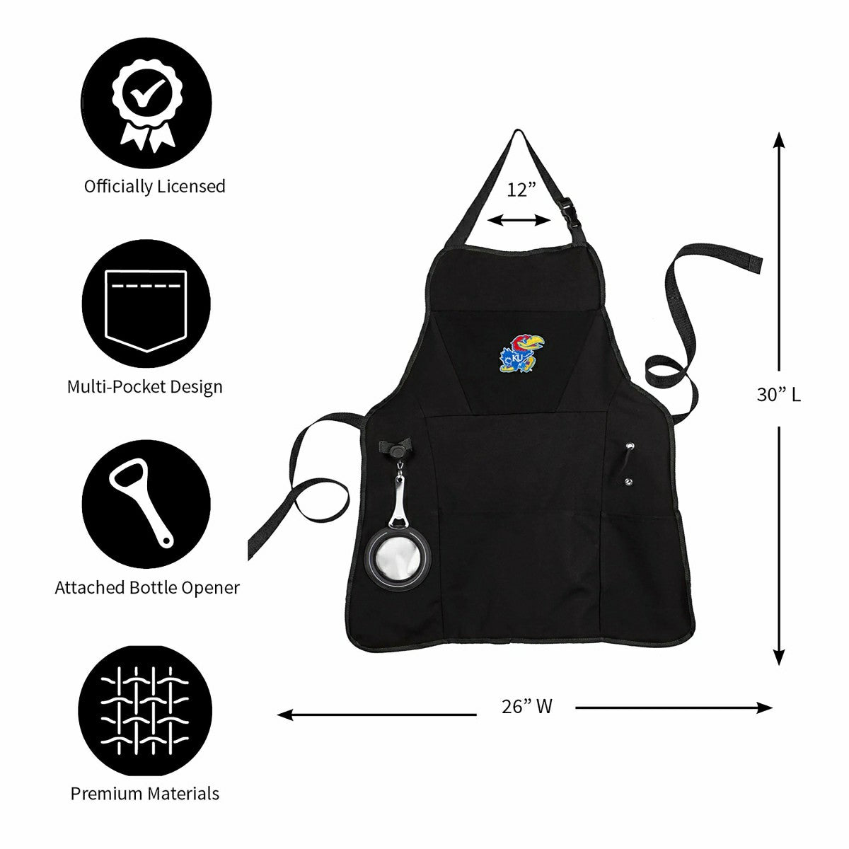 Grill Apron, Black, University of Kansas