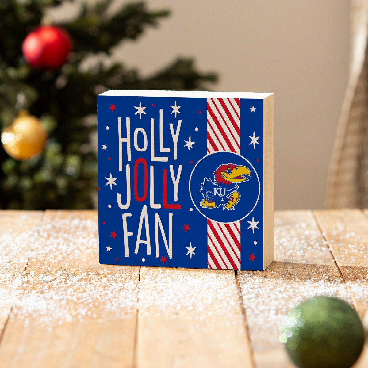 University of Kansas Block, Holiday, 6x6