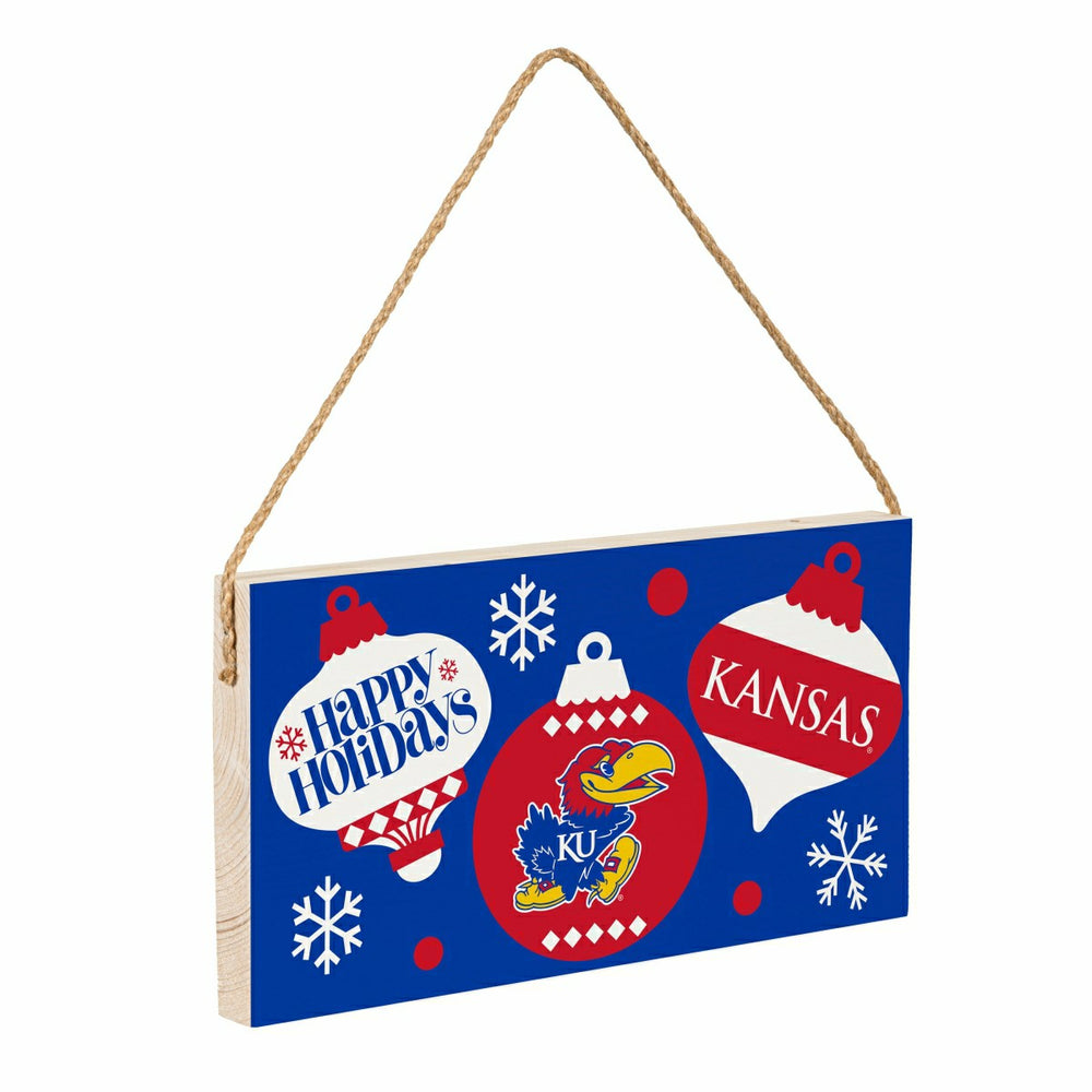 University of Kansas Holiday Wood Wall Sign, 6x11