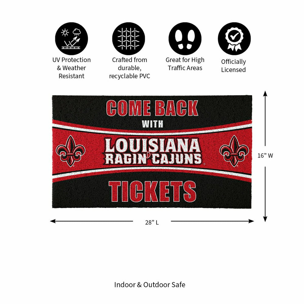 28" x 16" PVC Trapper Mat, Come Back with Tickets, University of Louis