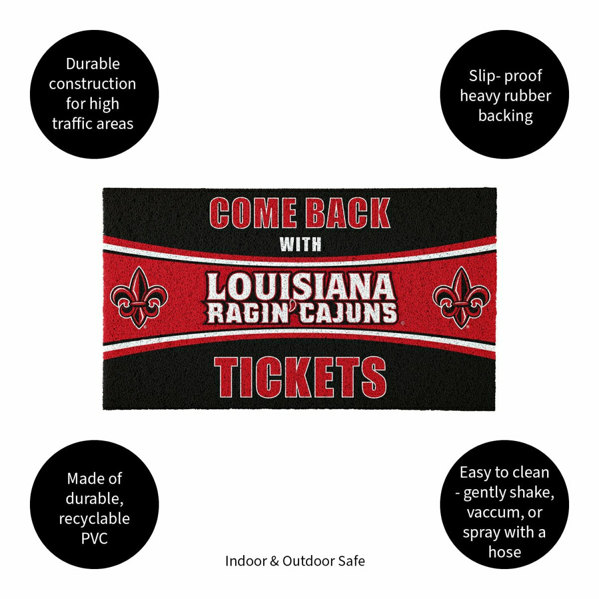 28" x 16" PVC Trapper Mat, Come Back with Tickets, University of Louis