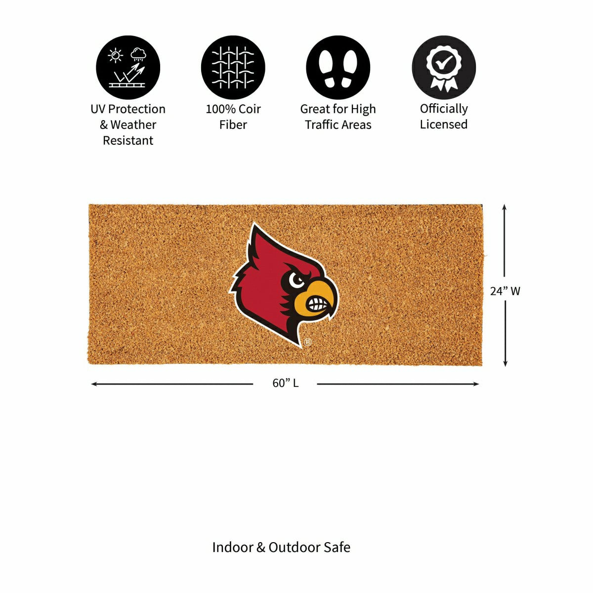 University of Louisville Extra Large Full Color Coir Mat, 60"x24"