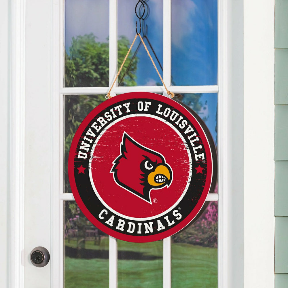 University of Louisville Round Door Décor with Hanging Rope, 18x18