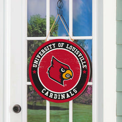 University of Louisville Round Door Décor with Hanging Rope, 18x18