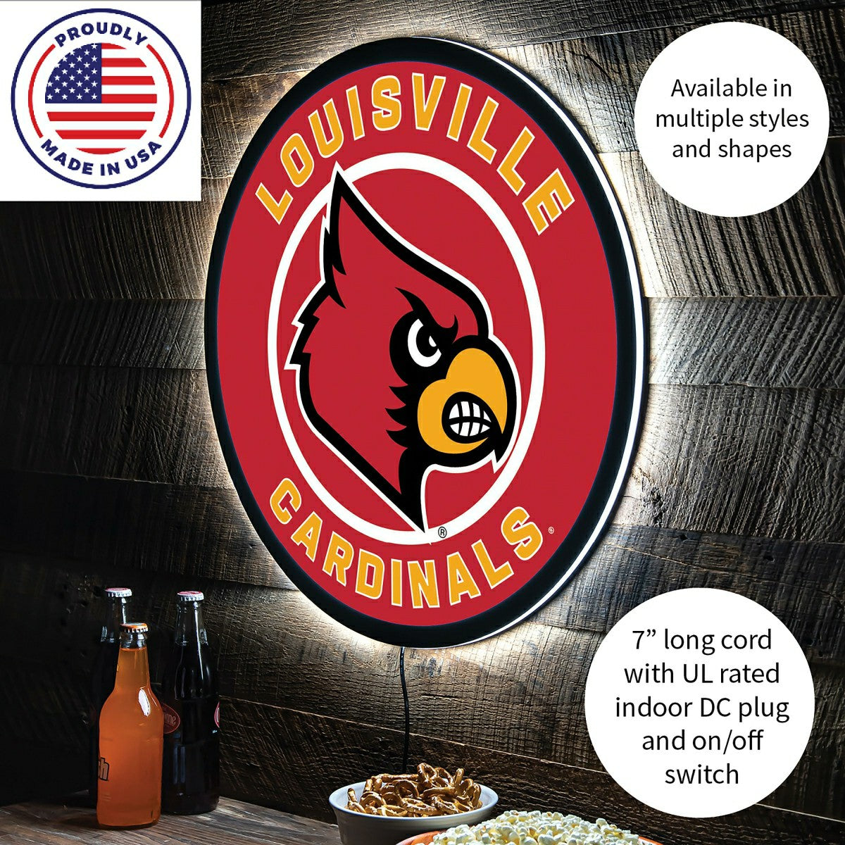 LED Wall Decor, Round, University of Louisville