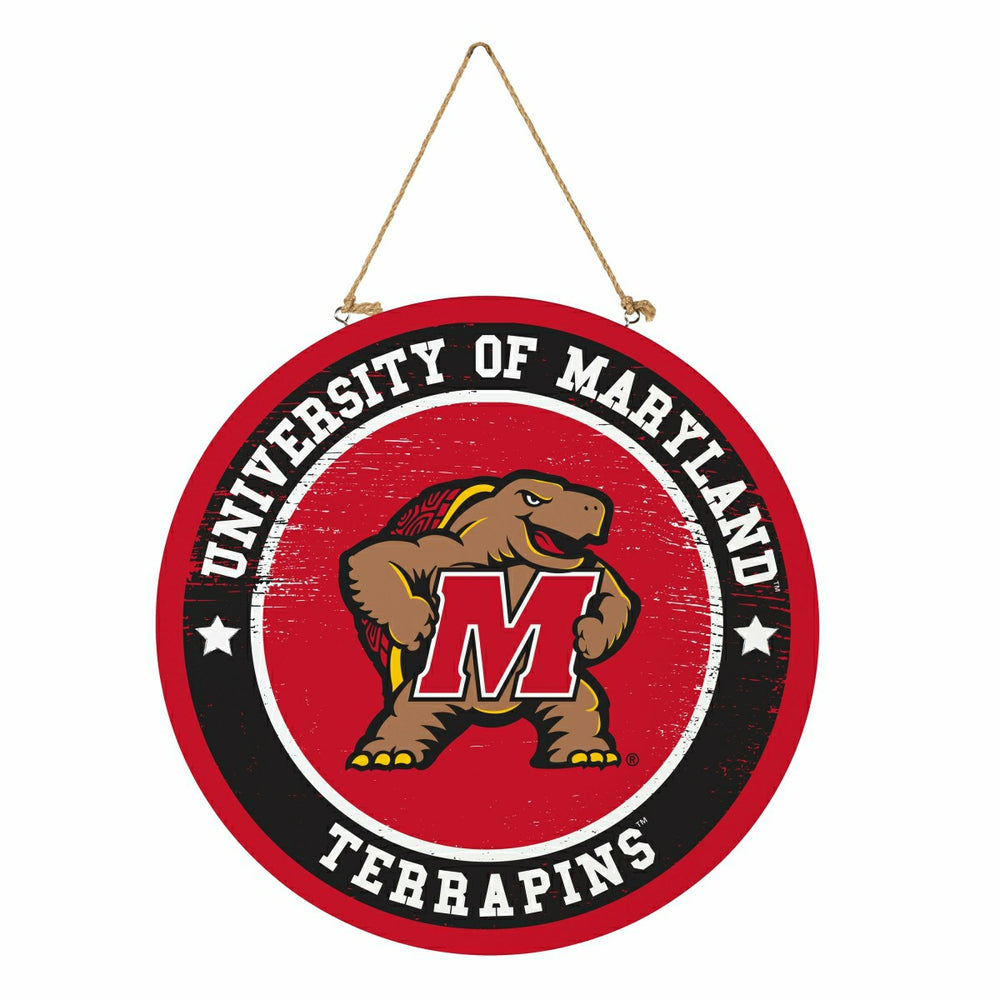University of Maryland Round Door Décor with Hanging Rope, 18x18