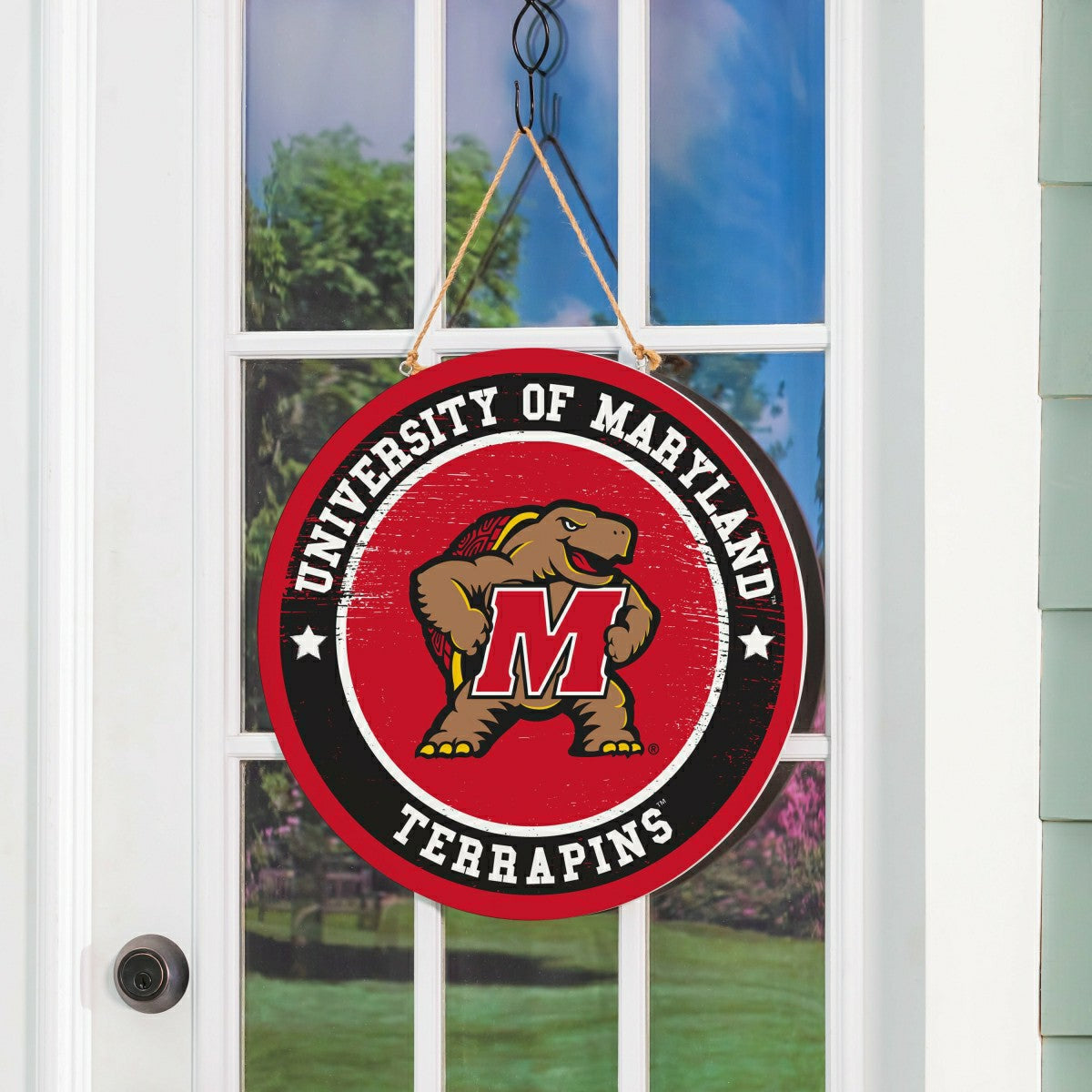 University of Maryland Round Door Décor with Hanging Rope, 18x18