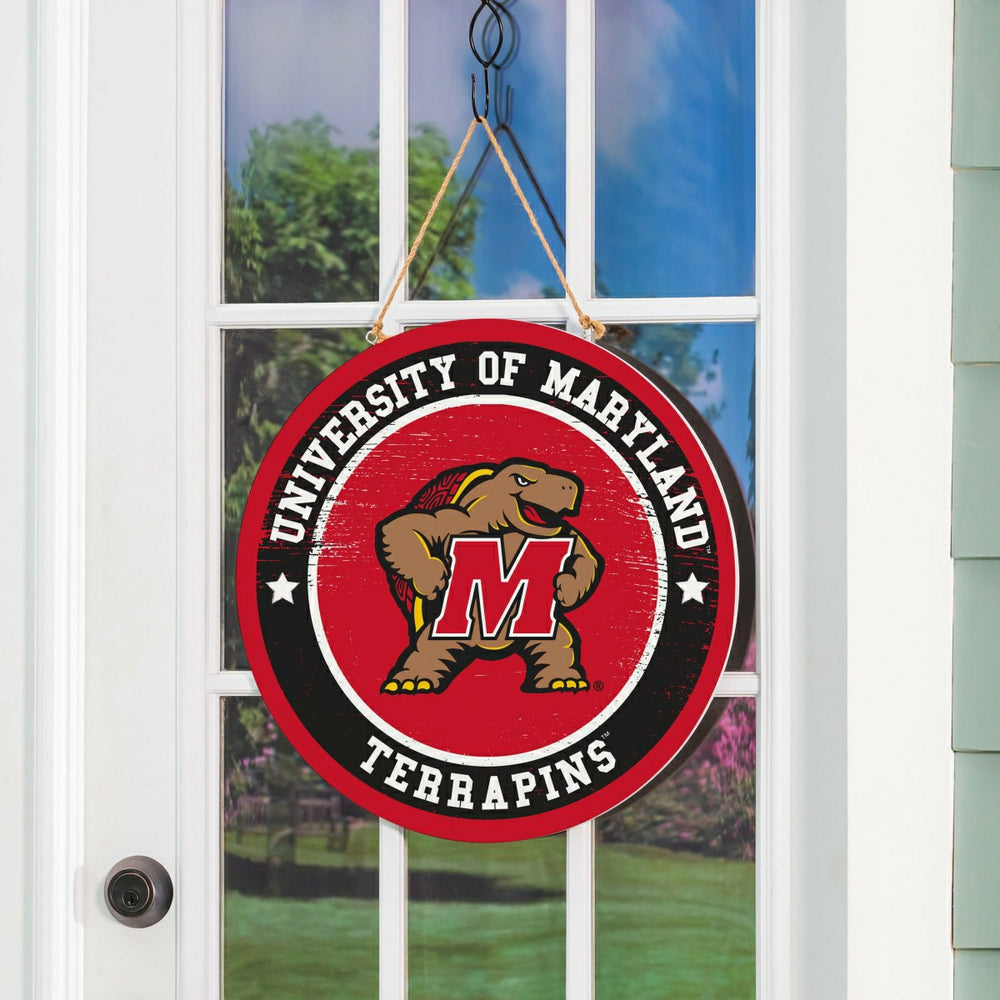 University of Maryland Round Door Décor with Hanging Rope, 18x18