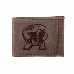 Front Pocket Wallet w/ RFID Blocking, University of Maryland, Brown