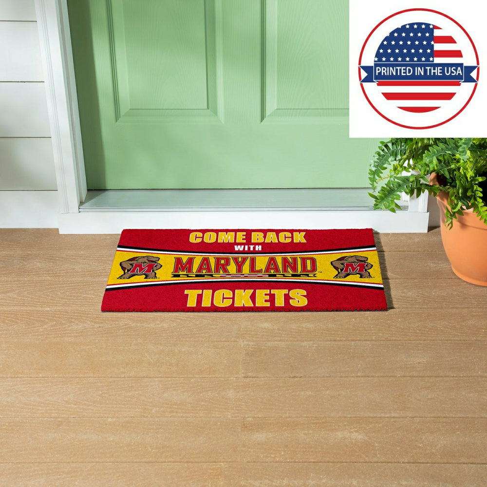 28" x 16" PVC Trapper Mat, Come Back with Tickets, University of Maryl