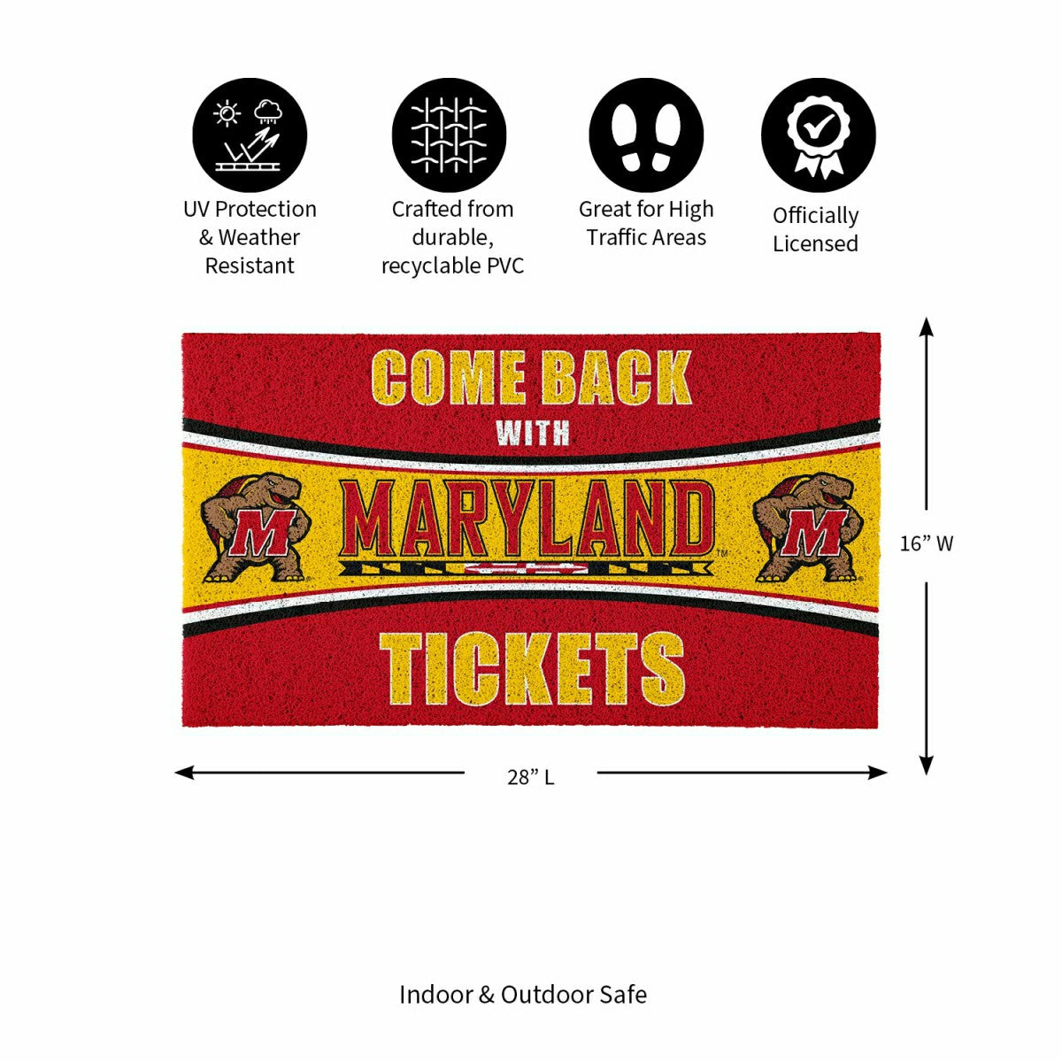 28" x 16" PVC Trapper Mat, Come Back with Tickets, University of Maryl
