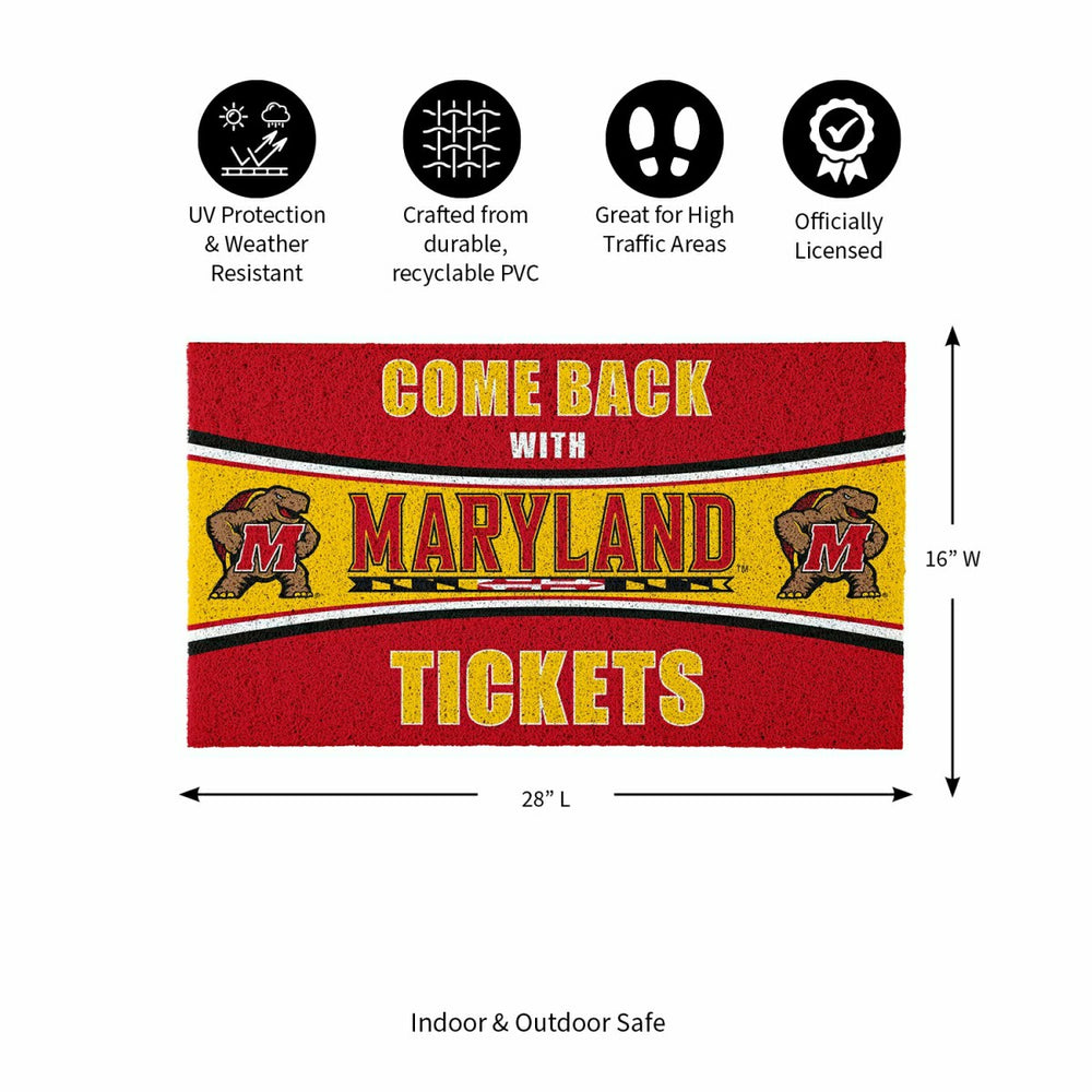 28" x 16" PVC Trapper Mat, Come Back with Tickets, University of Maryl
