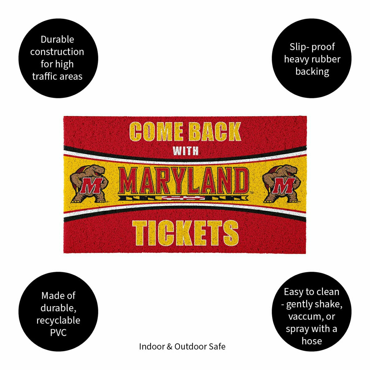 28" x 16" PVC Trapper Mat, Come Back with Tickets, University of Maryl