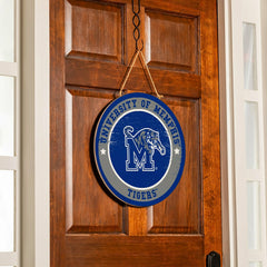 University of Memphis Round Door Décor with Hanging Rope, 18x18