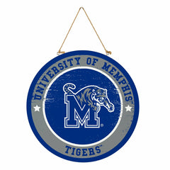 University of Memphis Round Door Décor with Hanging Rope, 18x18